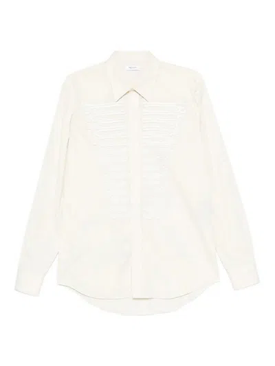 Alexander Mcqueen Mcqueen Ceremonial Soutache Embellished Cotton Poplin Button-up Shirt In White