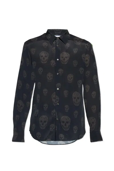 Alexander Mcqueen Shirt With A Distinctive Skull Motif In Blue