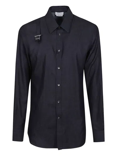 Alexander Mcqueen Harness Shirt With T Buckle In Blue