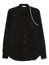 Alexander Mcqueen Mcqueen Raw Edge Harness Cotton Popling Button-up Shirt In Black