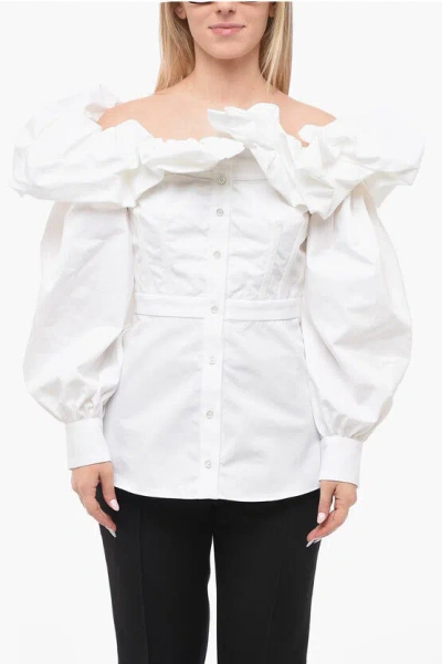 Alexander Mcqueen Shirt With Frilled Neckline In White
