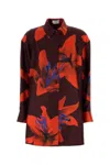 Alexander Mcqueen Silk Twill Pyjama Shirt With Flame Lily Print