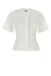 Alexander Mcqueen Poplin Shirt With Short Sleeves And Seam Detailing In Yellow