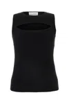 Alexander Mcqueen Women Slashed Knt Slvls Tp In Black