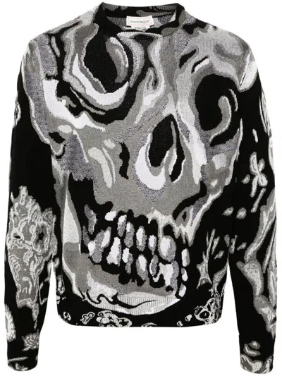 Alexander Mcqueen Abstract Pattern-jacquard Jumper In Black