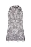 Alexander Mcqueen Sheer Lace Sleeveless Top With Keyhole Detail In Gray