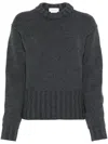 Alexander Mcqueen Melange Dark Grey Stretch Wool Blend Sweater In Grey