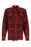 Alexander Mcqueen Distressed Tartan Overshirt Jackets Red In Redblackyellow