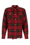 Alexander Mcqueen Distressed Tartan Overshirt Jackets Red In Redblackyellow