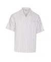 Alexander Mcqueen Short-sleeve Striped Shirt With Camp Collar In White