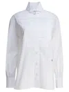 Alexander Mcqueen Tuxedo Cotton Poplin Shirt With Pleated Plastron