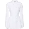 Alexander Mcqueen Mcqueen Peplum Flare Cotton Poplin Button-up Shirt In White