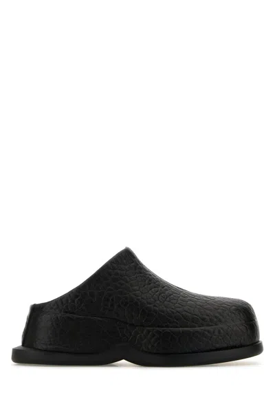 ALEXANDER MCQUEEN ALEXANDER MCQUEEN BLACK LEATHER WAVE SLIPPERS