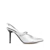 Alexander Mcqueen Metallic Leather Pumps Studded Detail In Silver