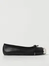 Alexander Mcqueen Black Ballet Flats With Metallic Toe In Smooth Leather Woman In Schwarz