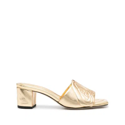 Alexander Mcqueen 55mm Leather Sandals In Gold