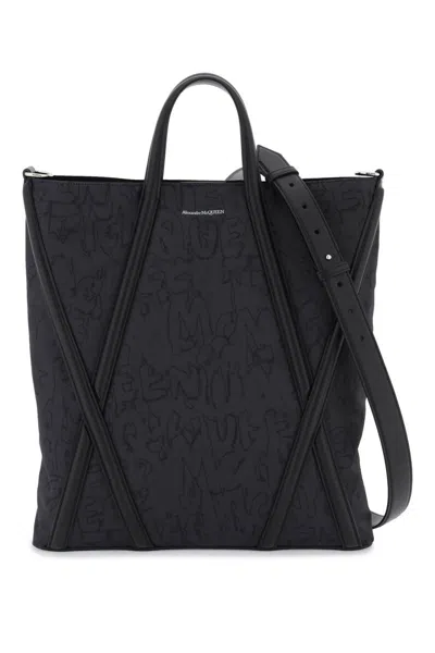Alexander Mcqueen Man Black Nylon The Harness Shopping Bag