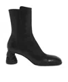 Alexander Mcqueen Leather Boots Crush In Black