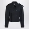 Alexander Mcqueen Alexander Mc Queen Short Double Breasted Navy Blue Jacket In Blue
