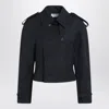 Alexander Mcqueen Short Double-breasted Navy Blue Jacket Women In Blue