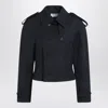 Alexander Mcqueen Short Double-breasted Navy Blue Jacket Women In Blue