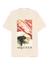 Alexander Mcqueen Crew Neck Graphic Print Short Sleeves In Multicolour