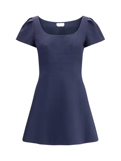 Alexander Mcqueen Short Dress With Short Gathered Sleeves In Blue