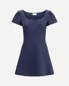 Alexander Mcqueen Short Dress With Short Gathered Sleeves In Blue
