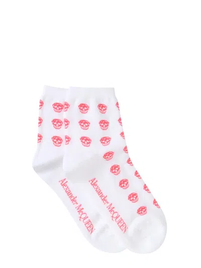 Alexander Mcqueen Short Skull Sock In White