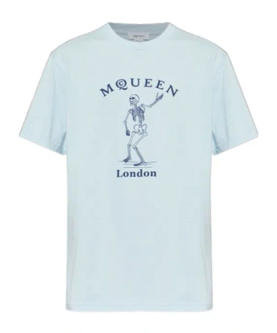 Alexander Mcqueen Short-sleesleeved T-shirt In Blue