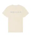 Alexander Mcqueen Men Cotton T-shirt With A Flocked Logo Printed In Pink