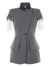 Alexander Mcqueen Short-sleeve Blazer In Gray