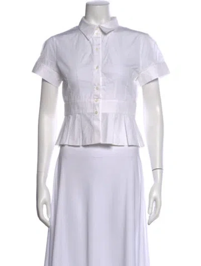 Pre-owned Alexander Mcqueen Short Sleeve Blouse In White