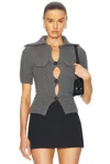 Alexander Mcqueen Short Sleeve Cardigan In Dark Grey Melange
