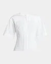 Alexander Mcqueen Short-sleeve Corset Seamed Poplin Blouse