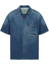 Alexander Mcqueen Blue Denim Effect Short Sleeve Shirt In Cotton Man In Blue