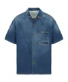 Alexander Mcqueen Blue Denim Effect Short Sleeve Shirt In Cotton Man In Blue