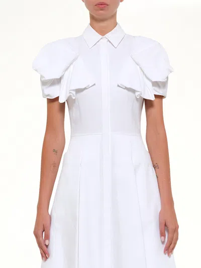Alexander Mcqueen Bow Sleeve Shirt Dress In White