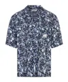 Alexander Mcqueen Mcqueen Feather Print Boxy Camp Shirt In Black