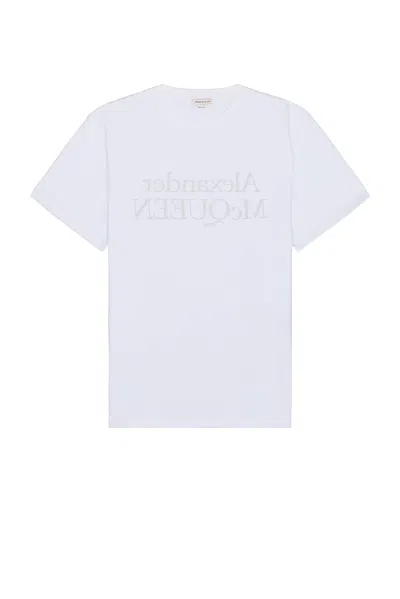 Alexander Mcqueen Short Sleeve T-shirt In White & Silver