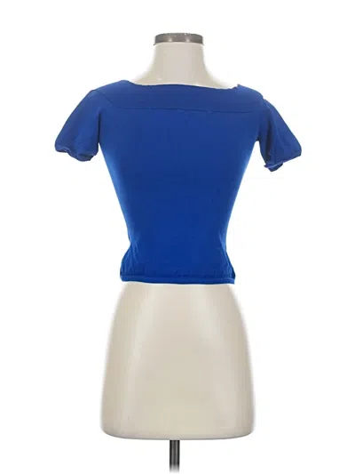 Pre-owned Alexander Mcqueen Short Sleeve Top Blue Sweetheart Neckline Tops