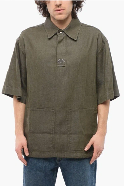 Alexander Mcqueen Short-sleeved Cotton Shirt With Patch Pockets