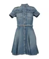 Alexander Mcqueen Button-down Cotton Dress With Flared Skirt And Utility Pockets In Blue