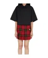 Alexander Mcqueen Tartan Pleated Pin Detail Wool Miniskirt In Black