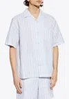Alexander Mcqueen Short-sleeved Shirt With Striped Pattern In Gray