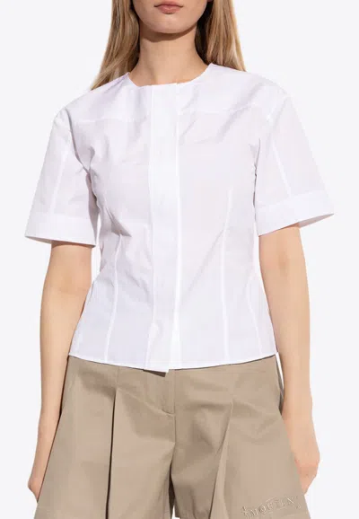 Alexander Mcqueen Short-sleeved Tailored Blouse In White