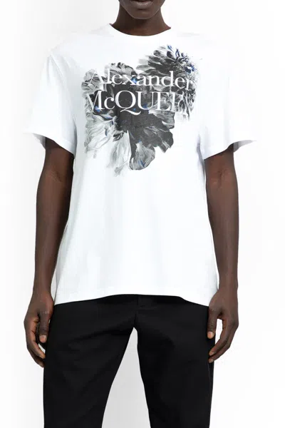 Alexander Mcqueen Dutch Flower Logo T-shirt In White/black