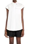 Alexander Mcqueen Sleeveless Cotton Shirt With Front Button Closure In White