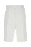 Alexander Mcqueen Men White Cotton Bermuda Shorts