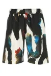 Alexander Mcqueen All-over Graffiti Acquerello Print Bermuda Shorts In Black